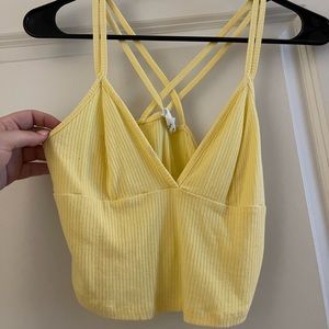 Yellow crop top ribbed material size small